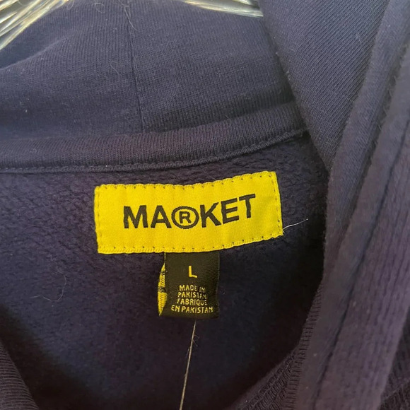 Market Navy Graphic Streetwear Loungewear Casual Hooded Sweatshirt Hoodie L NWT - Picture 5 of 9
